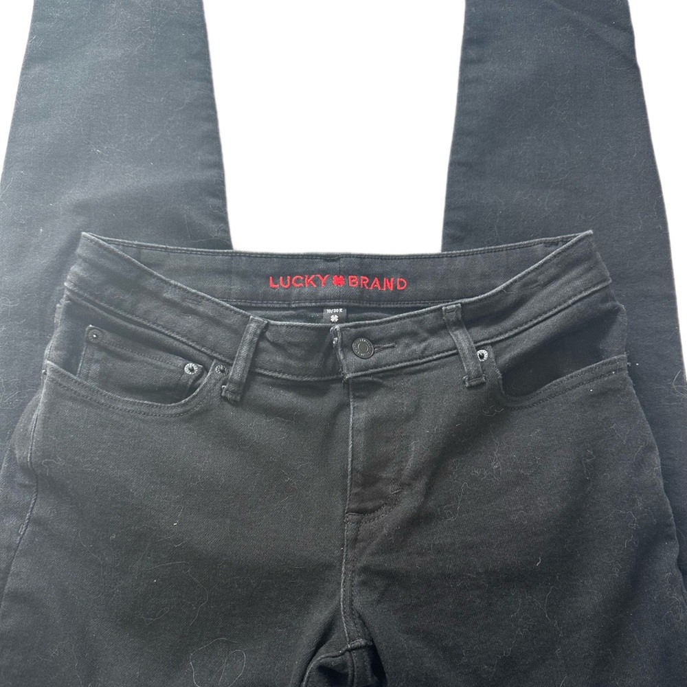 Lucky Brand Black Slim Jeans with Red Logo Detail